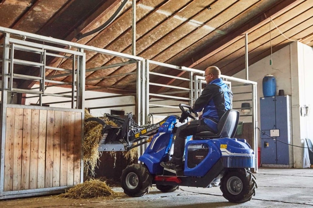 MultiOne mini loader 1 series with silage fork horse stable